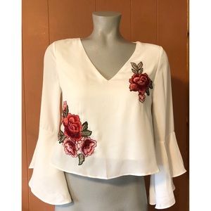 NWT Lily Rosie Girl White Crop Top, Small